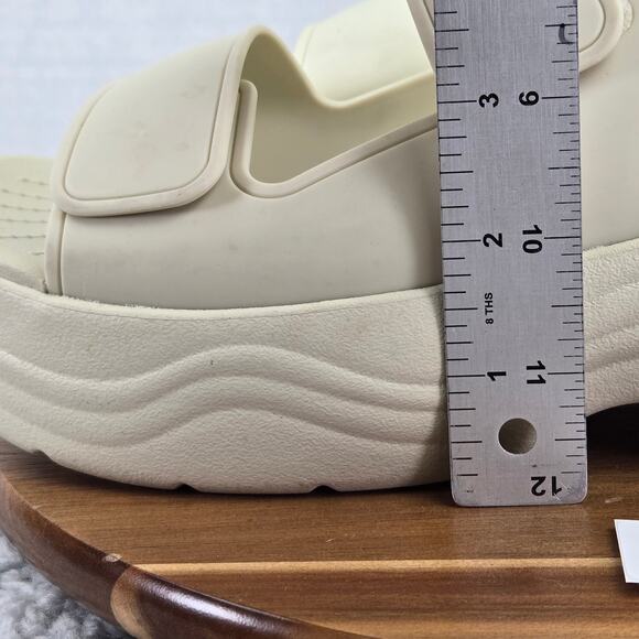 Crocs Skyline White Vanilla Double Strap Ankle Y2K Platform Square Toe Sandals - Picture 3 of 16